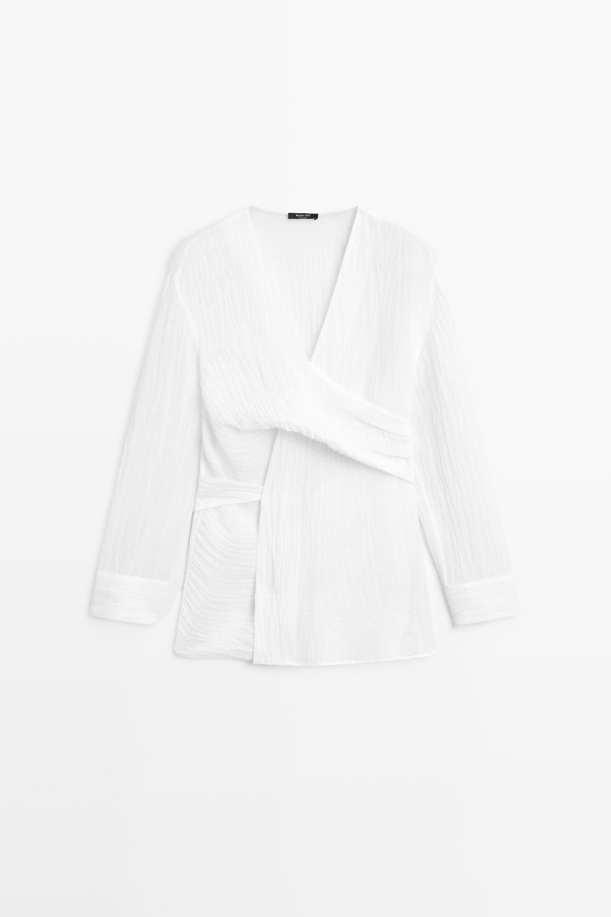 Chemisier à ceinture en lin mélangé